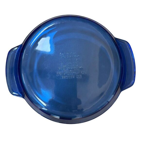 Anchor Hocking VTG Cobalt Blue Glass deep Pie Dish 9” 1qt with Handles - Picture 3 of 5